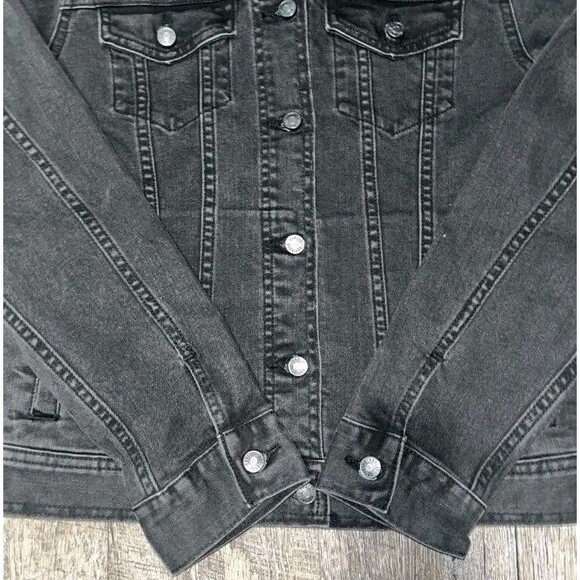 HARLEY DAVIDSON EMBROIDERED WOMEN'S SILVER WING LIGHT INDIGO DENIM JACKET LARGE - Picture 3 of 8